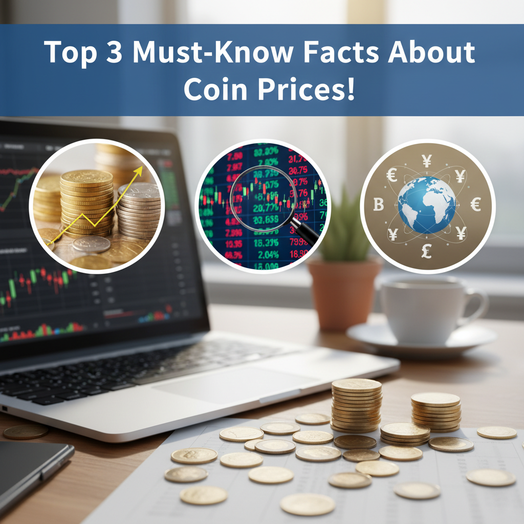 Professional blog header image for article titled: Top 3 Must-Know Facts About Coin Prices!. High quality, relevant imagery, clean composition.
