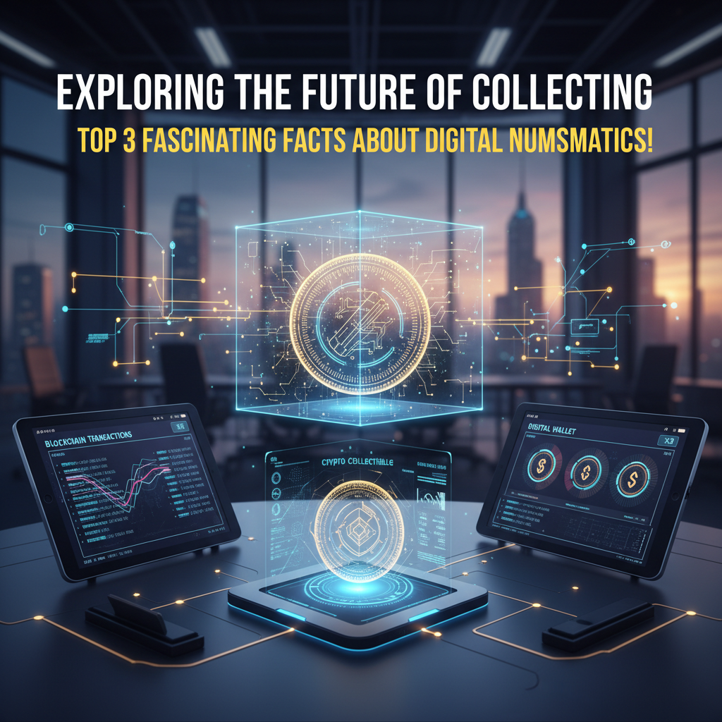 Professional blog header image for article titled: Exploring the Future of Collecting: Top 3 Fascinating Facts About Digital Numismatics!. High quality, relevant imagery, clean composition.