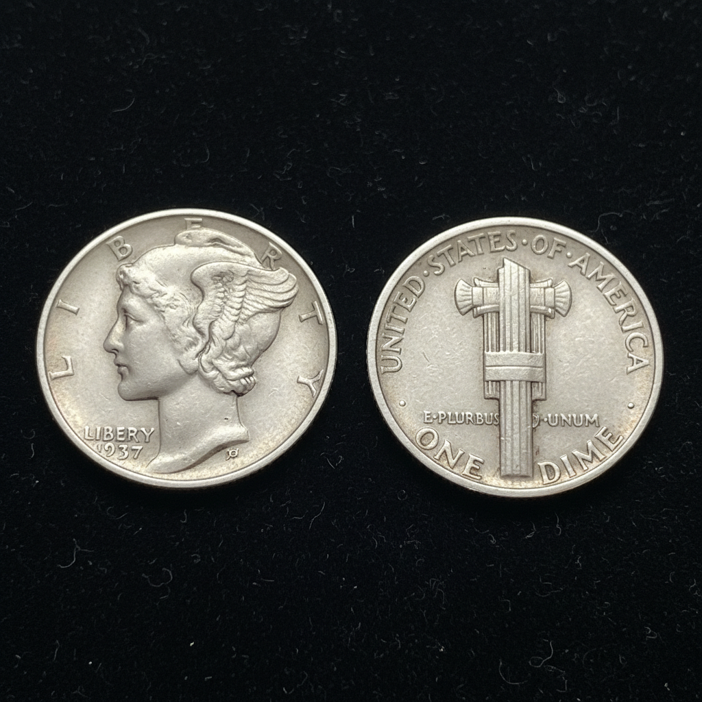 Mercury dime 1937 full split bands