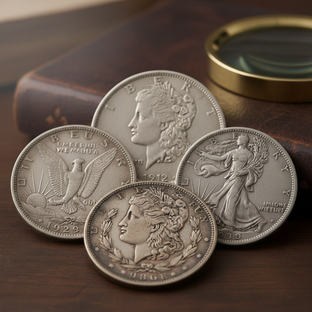 Morgan silver dollar Peace dollar Walking