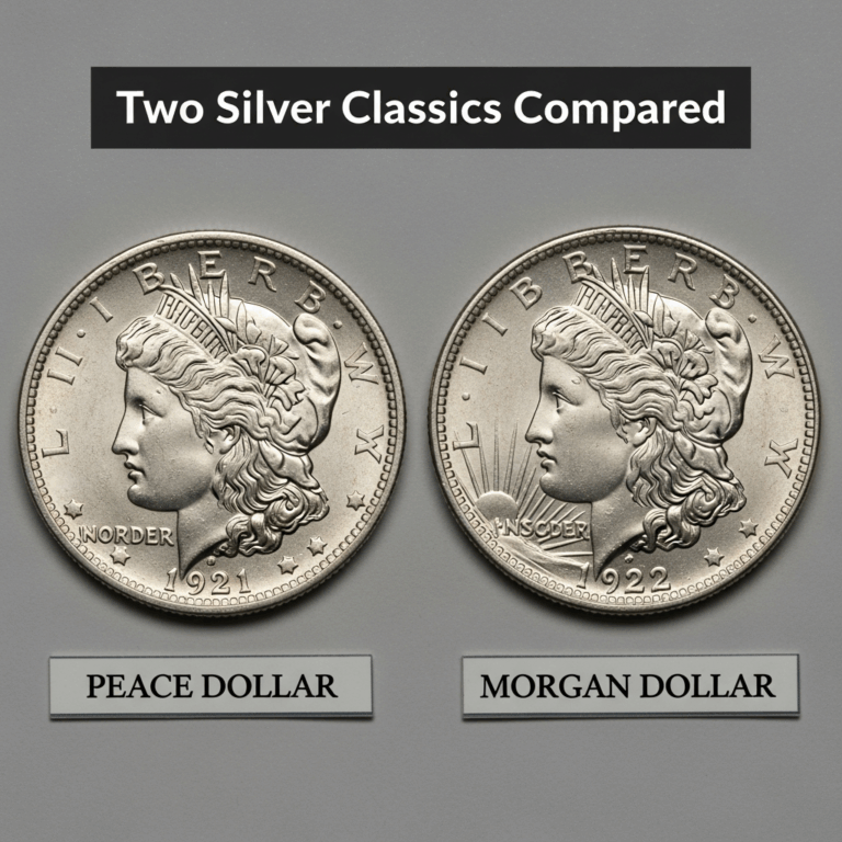 Professional photograph related to: Peace Dollar vs Morgan Dollar — Two Silver Classics Compared. Hi